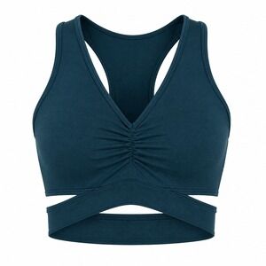 Alphalete Womens Medium Sports Bra Teal Cutout Racerback Gym Active Athleisure